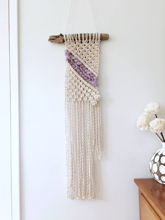 Macrame Woven Tapestry Wall Hanging Handmade BOHO Chic Tapestry Purple Tapestry