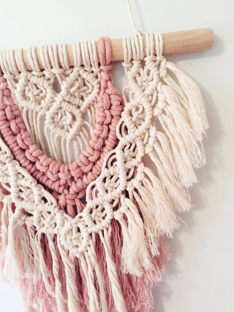 Small Macrame Wall Hanging Pink Blush Layered 100 Cotton Etsy
