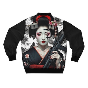 Men&#39;s Bomber Jacket, Streetwear Outerwear, Tattoo Inspired Jacket, Unique Gift for Him, Urban Fashion Statement