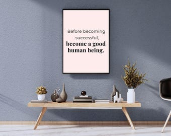 Motivational Quote Wall Art, Minimalist Printable Poster, Digital Download, Positive Success Mindset Decor for Home or Office
