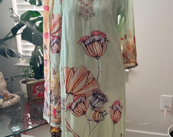 Crepe Straight 3 pc Salwar Kameez Suit – Floral Print Indian Dress