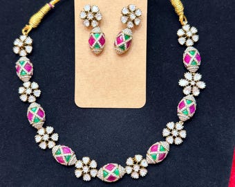 Moissanite Jadau Kundan Necklace Set