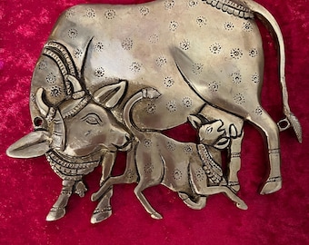 Brass Wall decor set Cow and Calf