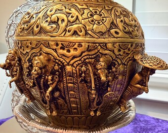 Brass Dashavatram Kalsham antique finish