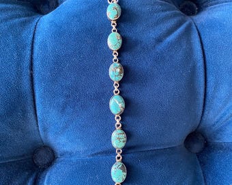 Pulsera vintage de plata de ley con turquesa