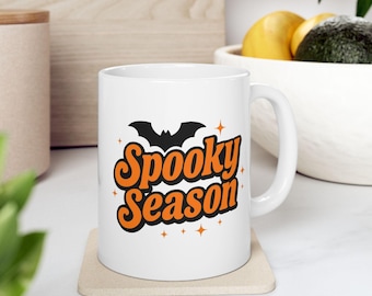 Halloween Ceramic Mug, Spooky Season Coffee Mug, Halloween Gift, Cute Mug for Fall, Pumpkin Spice Mug, Cozy Drinkware