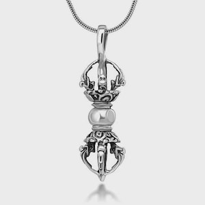 925 Sterling Silver Dorje Hindu Pendant – Vajra Symbol Necklace - Buddhist & Hindu Spiritual Jewelry – Talisman Gift for Men and Women