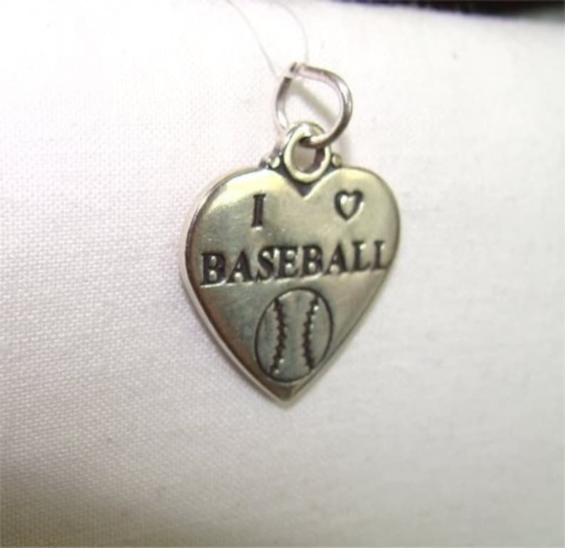 np lo Reversible STERLING I Heart LOVE Baseball Charm
