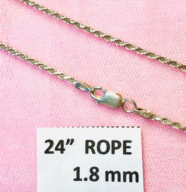 1.5 mm 24 Rope Chain STERLING SILVER W Free Shipping And Made In Italy 030