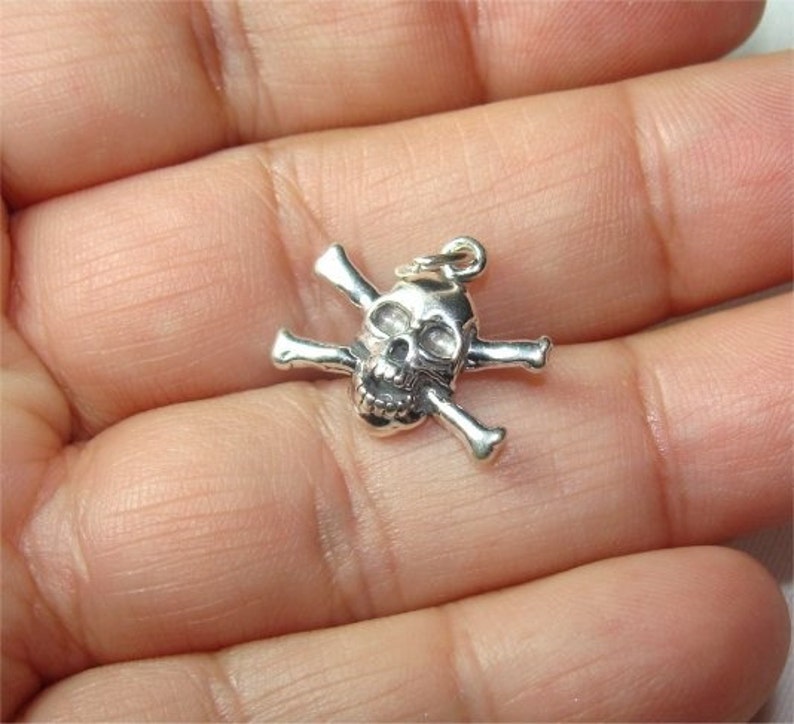 np Cross BONES with Skull CHARM  in STERLING Silver