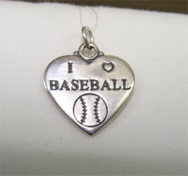 np lo Reversible STERLING I Heart LOVE Baseball Charm