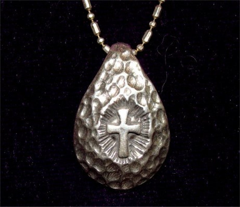 np lo Hammered STERLING CROSS Pendant