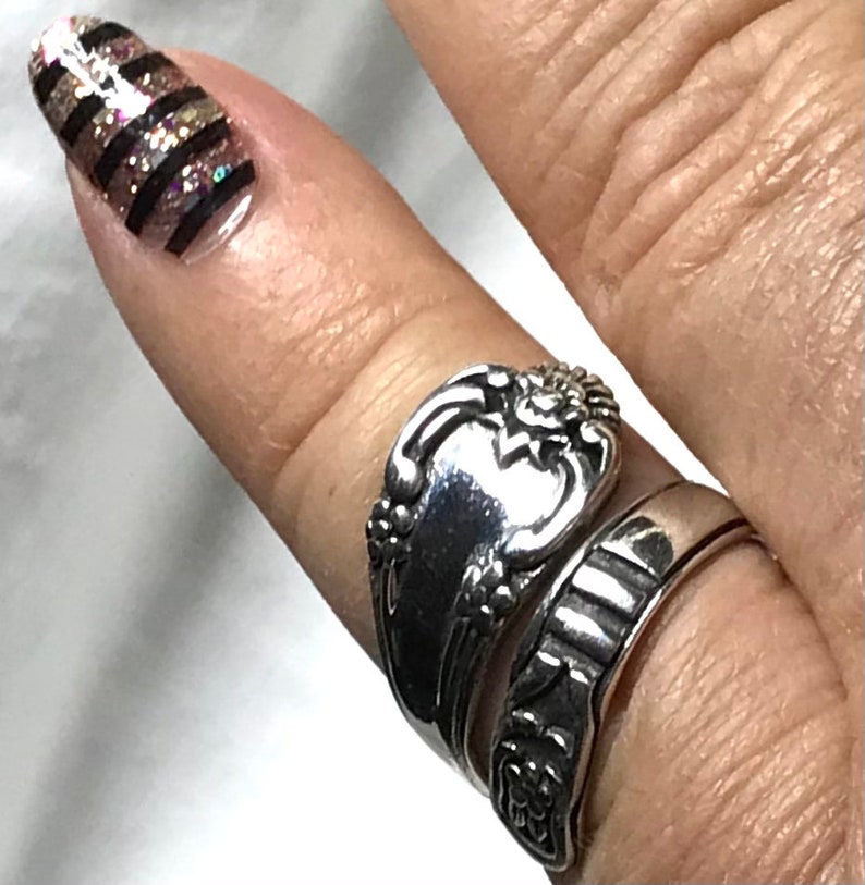 Sterling SPOON RING Bars on Band .925 SILVER Sizes 6.5-9.5