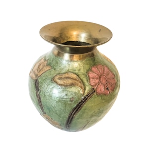 Enamel Vase Floral Pattern - Cloisonne Floral Vase Small Brass