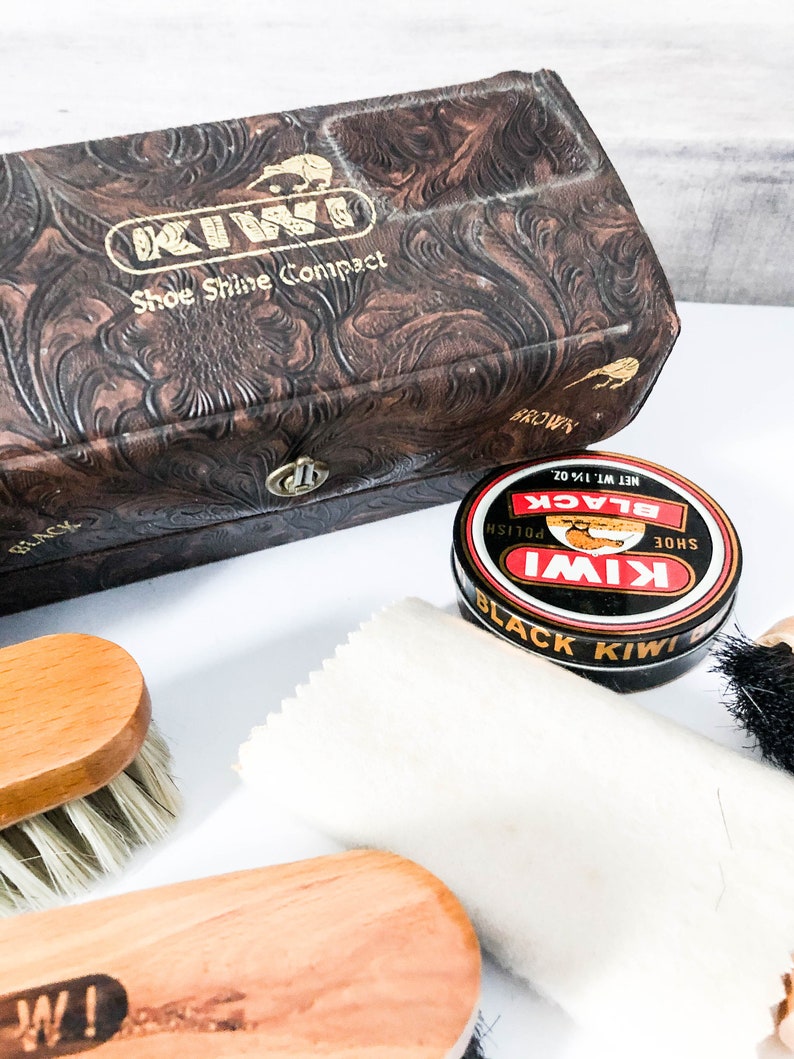 Vintage Shoe Shine Kit Compact Kiwi Shoe Shine Kit Vintage Etsy