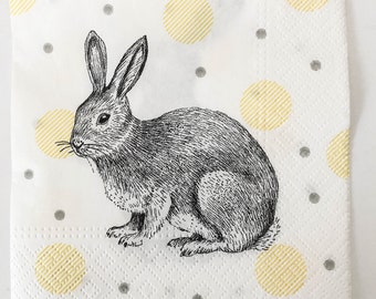 Bunny Rabbit Napkins set of FOUR - Realistic Rabbit Napkins for crafts & decoupage - Easter Napkins for decoupage
