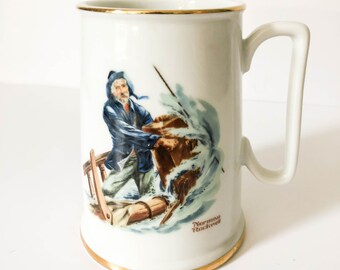 Vintage Norman Rockwell Tankard "Braving the Storm" - Rockwell Collection Seafarer's Mug 1984