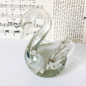 Glass Swan - Clear Glass Swan Paperweight