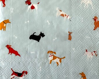 Napkins for Decoupage Dogs Puppies set of TWO - Beagle Scotty Dog Chihuahua Napkins