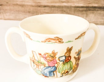 Royal Doulton Bunnykins Mug - Bunnykins Baby Mug - Royal Doulton two handled mug - Vintage Baby cup with bunnies - Easter Bunny cup