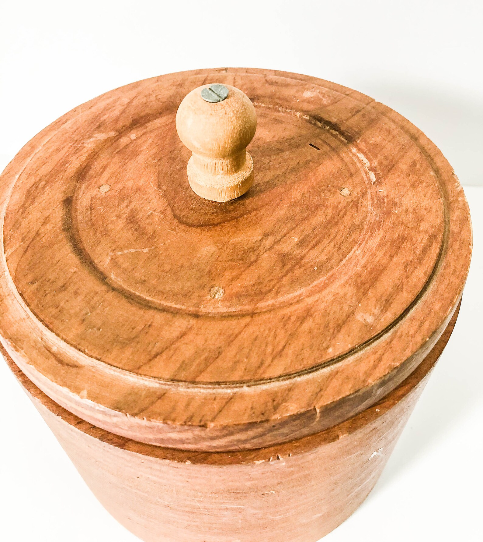 Round Wood Canister Carved Wood Canister Cylinder Bowl Etsy