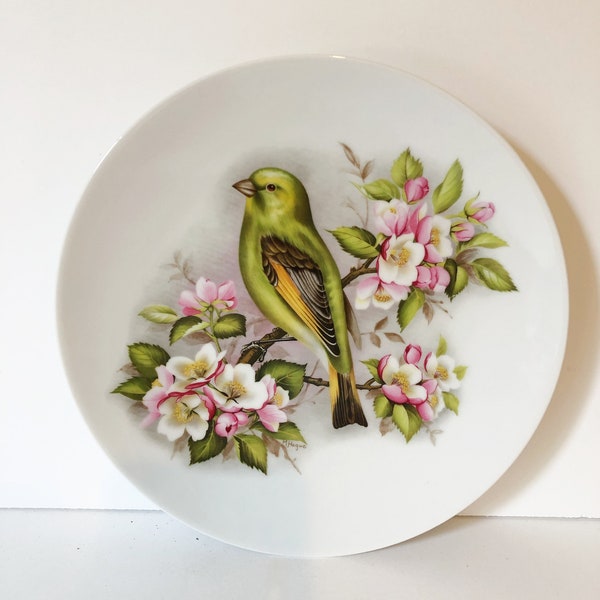 Bareuther Waldsassen Bavaria Handpainted Plate Bird & Florals - Collectible Bird Plate Bavaria Germany M Hague signed