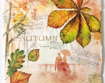 12 Fall leaves paper Napkins set of TWELVE - Thanksgiving Autumn leaves Nature Napkins