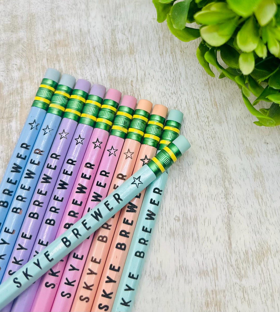 Set (10) Pastel Engraved School Pencils - Personalized Name Pencils ...
