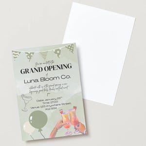 Grand Opening Invitation Template | Editable Canva Invite | Business Launch Party Digital Download