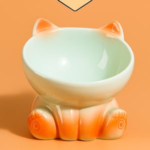 Ceramic Cat Bowl – Cute Elevated Pet Dish, Cat Ear Food Bowl, Glazed Kitty Water Bowl, Handmade Cat Shaped Feeding Dish