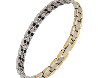 Earth Therapy Women's Titanium & Gold-Plated Magnetic Bracelet, Elegant Jewelry with 48 Ultra Strength Magnets - Link Removal Tool Included