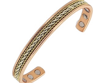 Earth Therapy - Women's Pure Copper Magnetic Bracelet - Cuff Bracelet with Ultra Strength Magnets – Adjustable Rope Inlay Style