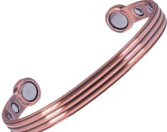 Earth Therapy Greek Pure Copper Magnetic Cuff Bracelet for Men & Women – Adjustable Sizing - Ultra Strength