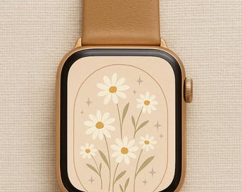 Boho Floral Daisy Apple Watch Face | Minimal Botanical Watch Wallpaper | HueNestStudio Digital Download
