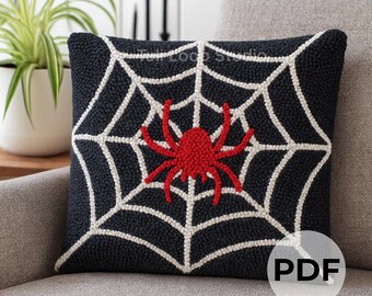 Punch Needle Pillow Pattern & Template – Cute Punch Needle Designs Halloween PDF Cushion Cover + Free Punch Needle Guide