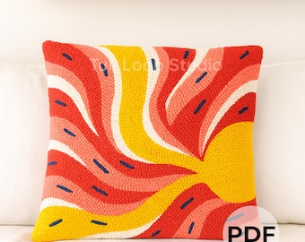 Punch Needle Pillow Pattern & Template – Abstract Pillow Design PDF Cushion Cover + Free Punch Needle Guide
