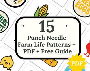 Patronen en sjabloon voor onderzetters – schattige punchnaaldontwerpen Farm Life pdf Country + gratis gids voor punchnaalden