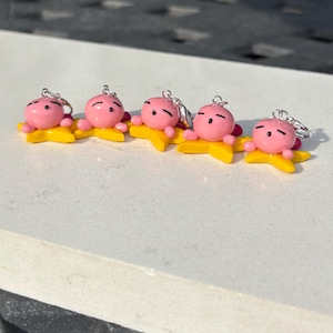 Kirby Inspired Star Charm || Sleeping Kirby || Handmade Polymer Clay Charm