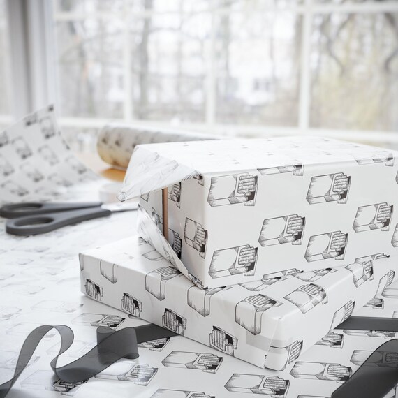 Cigarette Pack Wrapping Paper – Retro Sketch Gift Wrap for Novelty Gifting,  Quirky Party Supplies, Black & White Tobacco Illustration