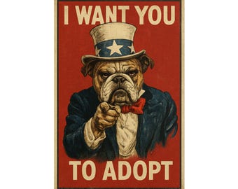Retro I Want You to Adopt Dog Poster, Vintage Pet Adoption Wall Art, Dog Lover Decor, Animal Rescue Print, Inspirational Home Decor