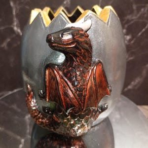 Dragon Egg Planter, Handcrafted Gothic Desk Organizer/ Flower Pot with Drain Hole