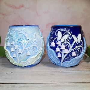Butterfly Lily of the Valley, Handcrafted Garden Decor, Succulent Pot