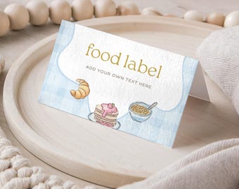 Rise and Shine Breakfast Birthday Folded Food Label Cards (Editable Canva Template) - RSB09