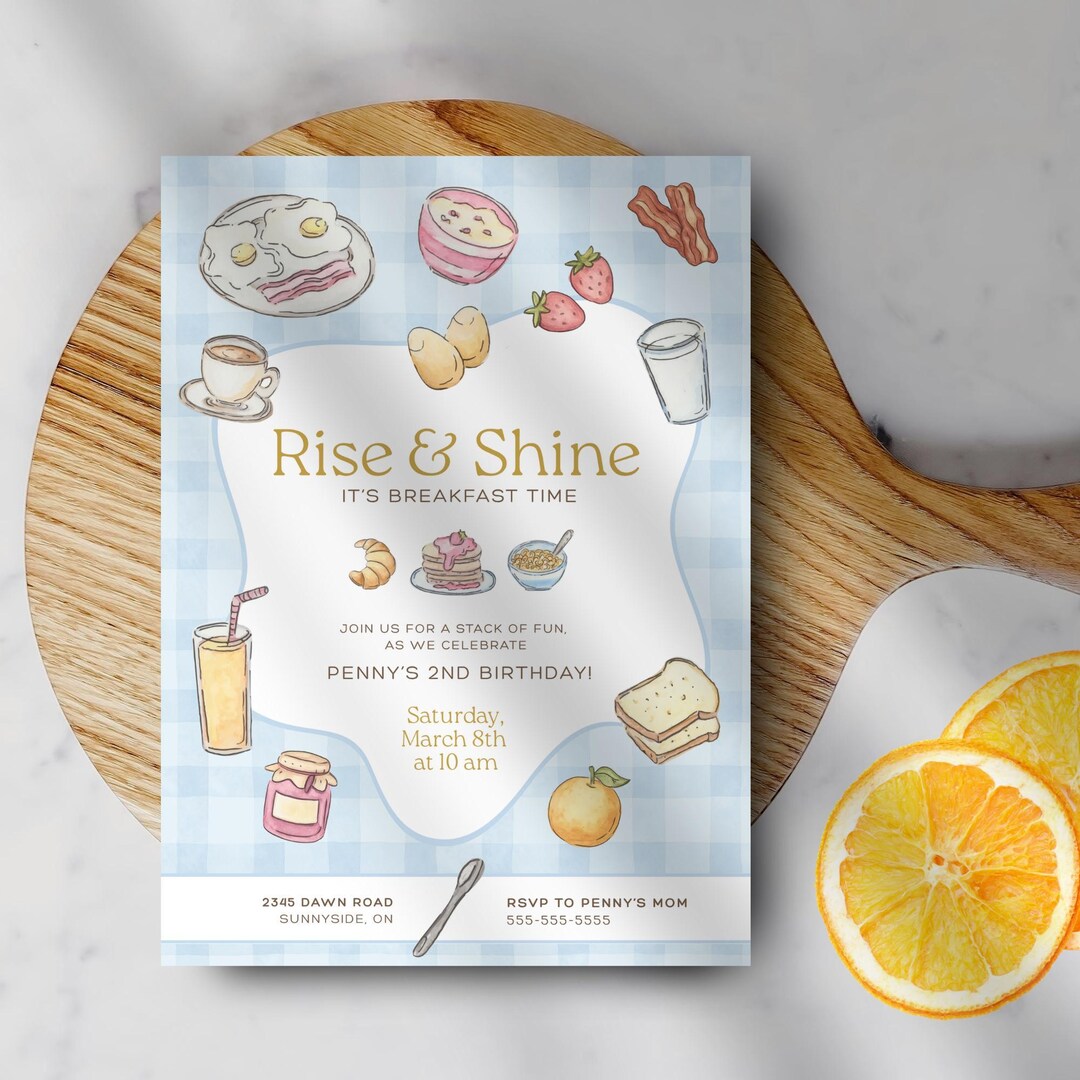 Creating Breakfast Invitation Rise & Shine Breakfast Brunch Birthday Invitation Printable (editable ...