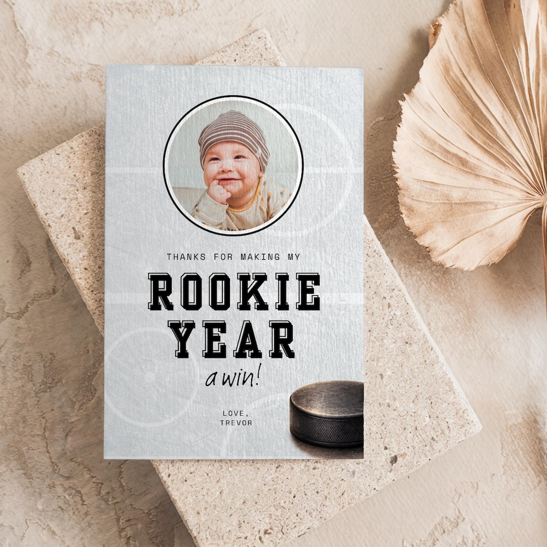Rookie of the Year Photo Thank You Card: Hockey Birthday Party ...