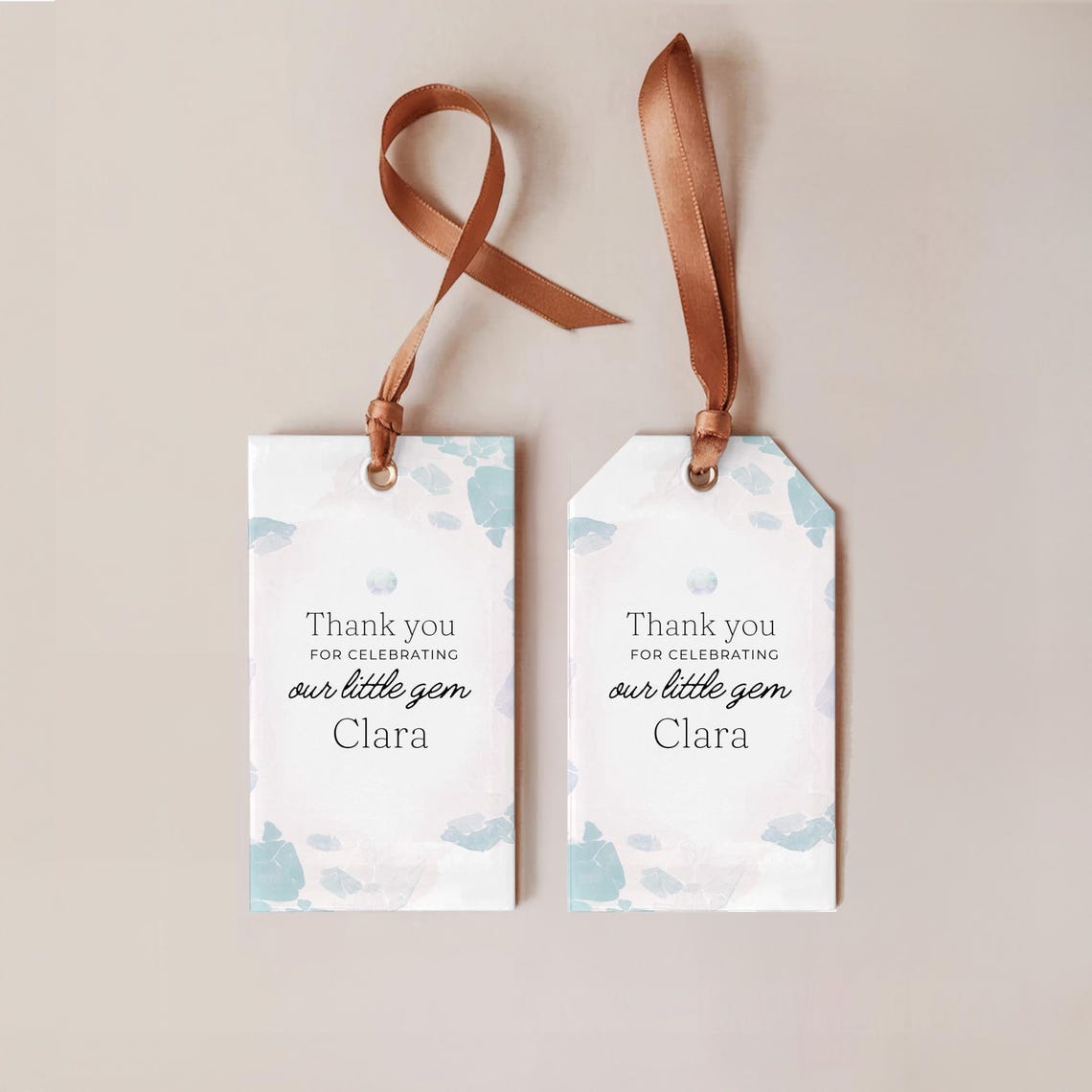 April Diamond Thank You Tag Printable, White Gem Birthday Favor Label ...