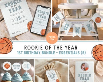 Basketball Rookie of the Year Birthday Invitation Bundle: Printable Party Decor Set - RYBB1