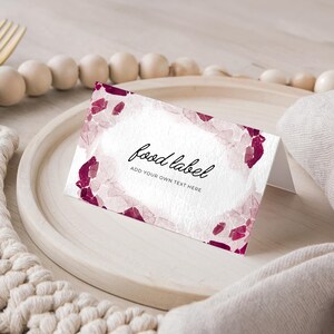 July Ruby Gem Food Labels Printable, Our Little Gem Tent Cards, Red Birthstone Crystal Birthday Folded Place Card, Editable Canva - LGR09