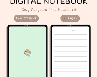 Quaderno a righe con motivo capibara (verde) 30 pagine / A5 / PDF