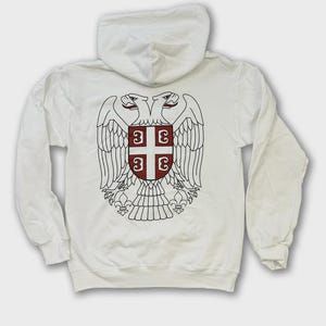 Serbia Eagle Hoodie in White–  Orao Modern Serbian Eagle Design – Heritage Sweatshirt – Unisex Slavic Apparel, Pairs with Eagle T shirt